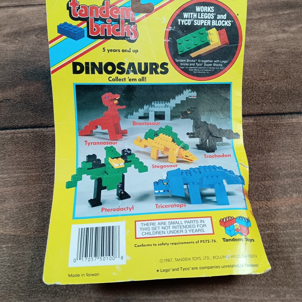 Tandem Bricks Dinosaurs Pterodactyl Kids OS Green New 1987 Vintage No. 5016 - Picture 6 of 6